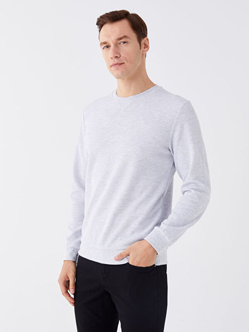 Bisiklet Yaka Uzun Kollu Erkek Sweatshirt
