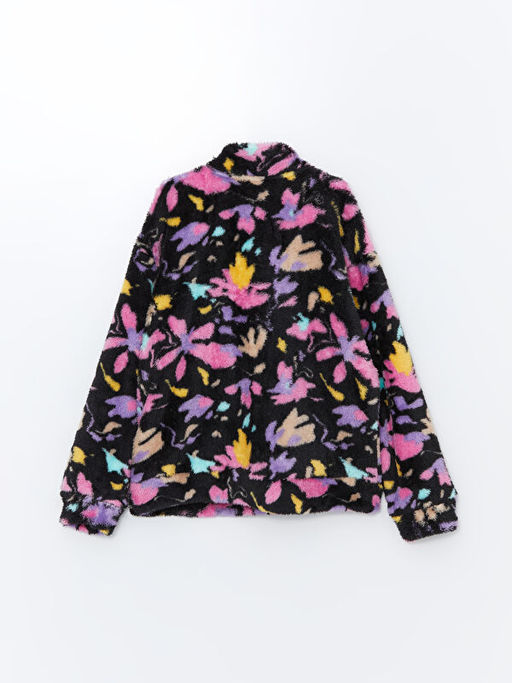 Dik Yaka Pel?? K?z ?ocuk Fermuarl? Sweatshirt