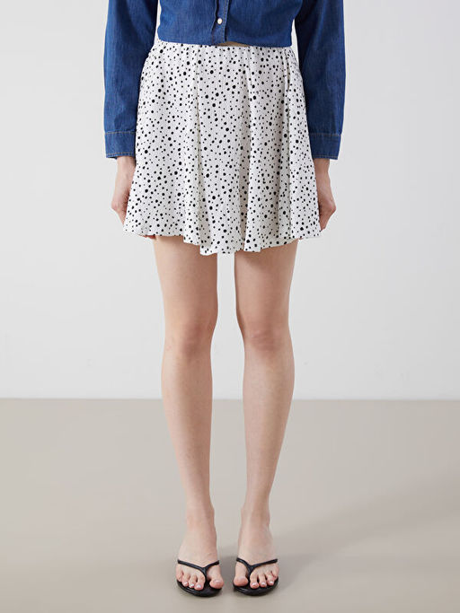 Beli Lastikli Desenli Mini Etek