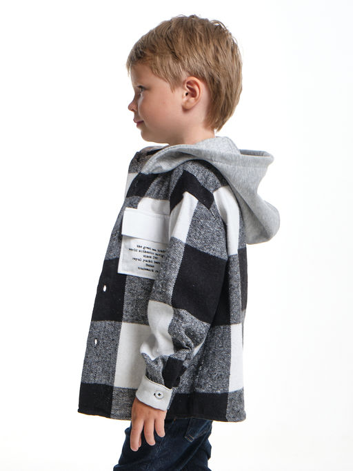 Рубашка с капюшоном комфорт и стиль UD 7988 клетка черная - Mini maxi фото 7
