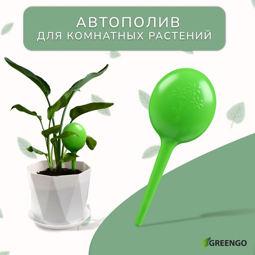 Цена за 2 шт. Автополив для комнатных растений, h=28 см, 380 мл, пластик, набор 2 шт., зелёный, Greengo