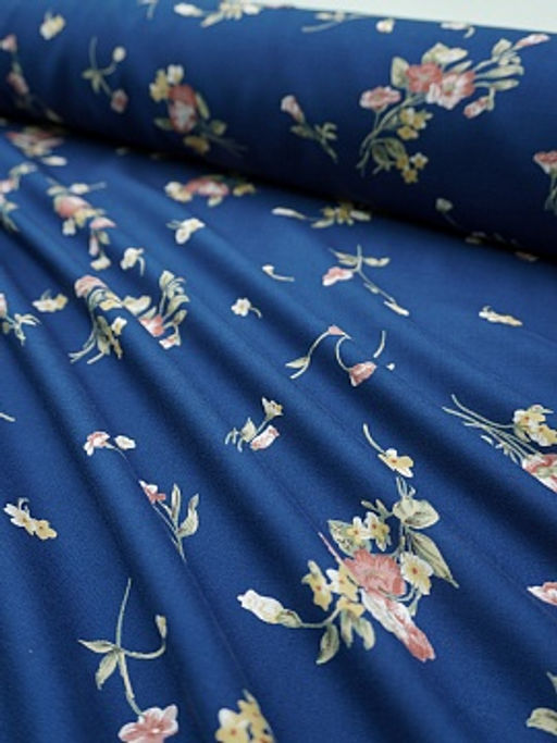 Штапель Премиум Вечерний букет цв.темно-синий, ш.1.45м, вискоза-100%, 120гр/м.кв