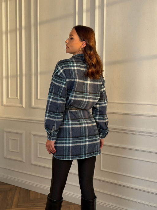 Рубашка DilanaVIP 2127 голубая клетка