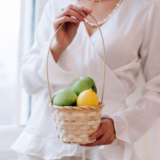 Цена за 2 шт. Корзина плетёная бамбук, d=13xH9.5/28 см натуральный