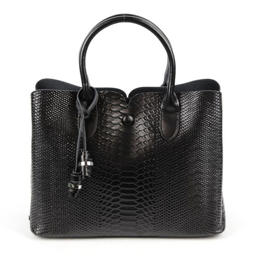 Женская кожаная сумка тоут под змею 5321-220 Блек - Cidirro фото 2