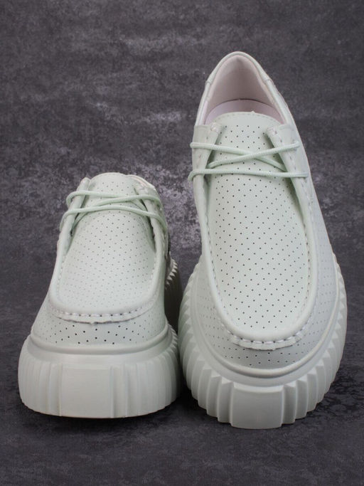 03-PDA169-4 GREEN Полуботинки женские (натуральная кожа)