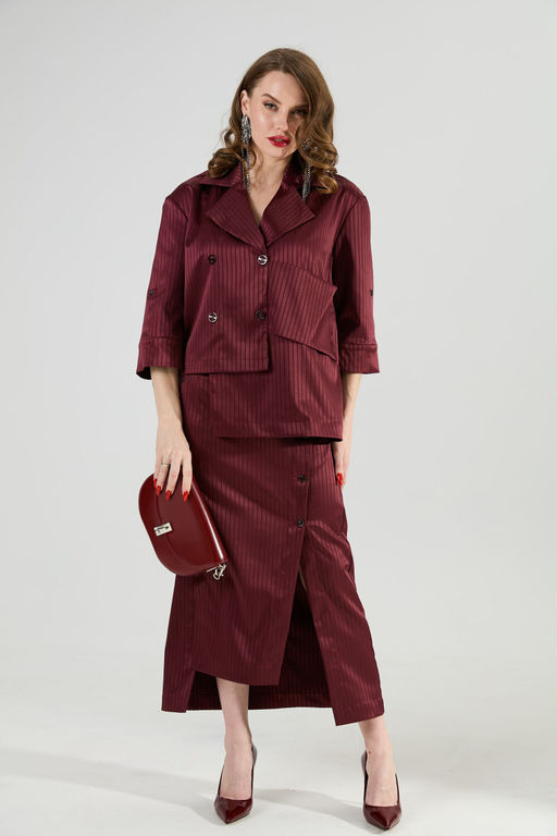 Юбка NIKVA н971-5 бургунди в полоску фото 5