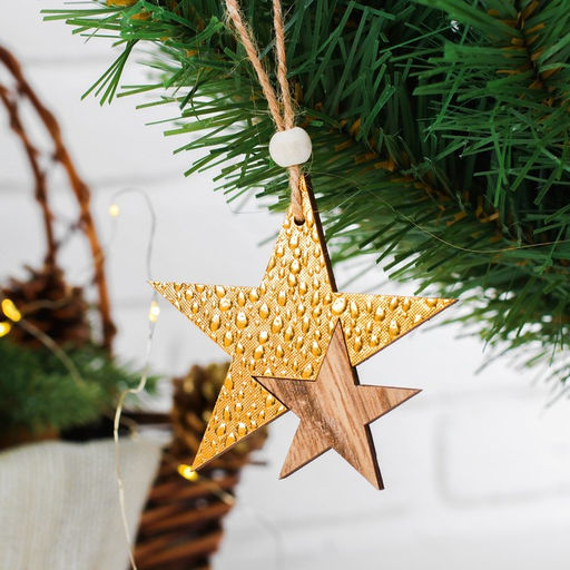 Цена за 2 шт. Елочная игрушка Звездный путь, золотая - Лесная мастерская фото 2