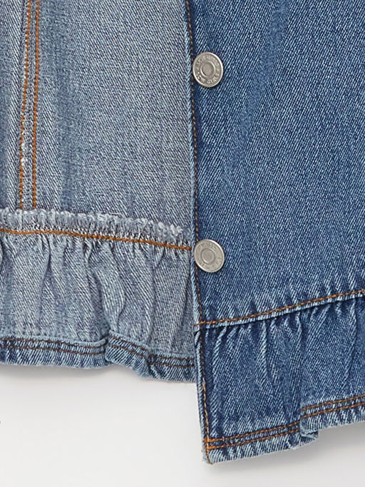 G?mlek Yaka K?z ?ocuk Jean Ceket