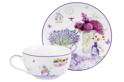 Чашка для капучино Elan Gallery Лаванда с блюдцем 350 мл New Bone China  фото 13
