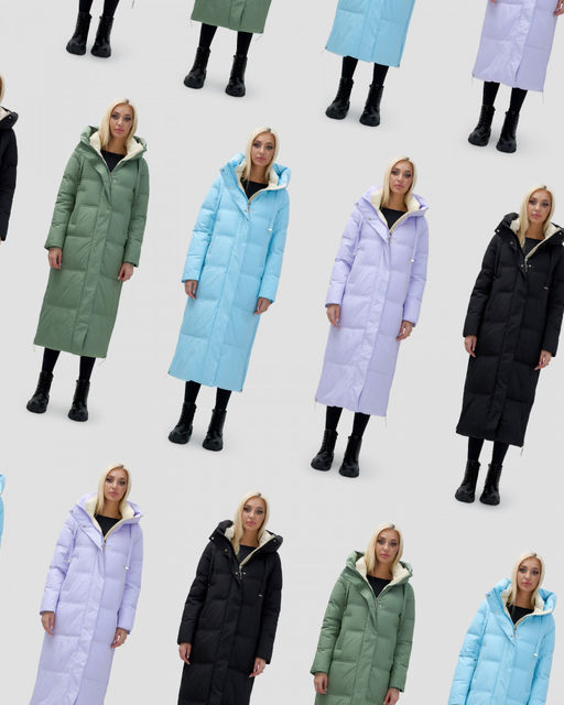 Пальто утепленное стеганное зимнее с капюшоном женское голубого цвета 9625Gl - Mtforce фото 17