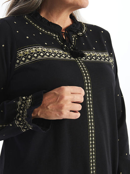 Ba?lamal? Yaka Desenli Kad?n Bluz