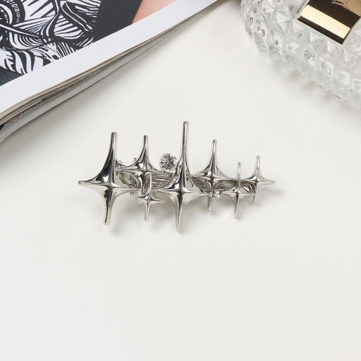 Цена за 6 шт. Зажим для волос «Паула», 6 см, серебро