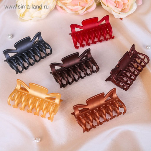 Цена за 12 шт. Крабик для волос «Двойной зубец», бант, 8 см, МИКС