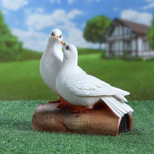 Садовая фигура из полистоуна «Голуби Пара на трубе», 25×14×22 см