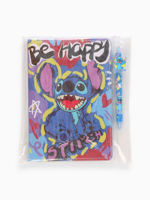 Подарочный набор: ежедневник А5, 80 л, ручка и наклейки Стич