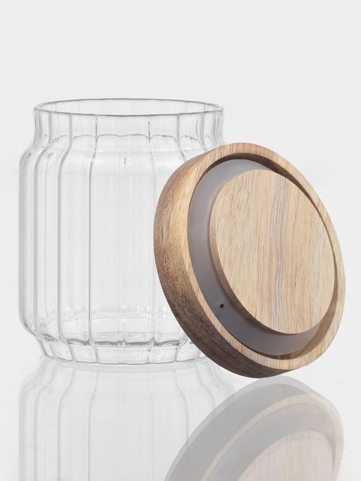 Сахарница Magistro «Дафна», 400 мл, 9×10.5 см, с деревянной крышкой, стекло, прозрачная