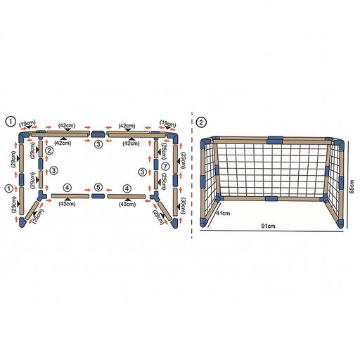 Ворота футбольные "Меткий игрок" (мяч, насос) в коробке