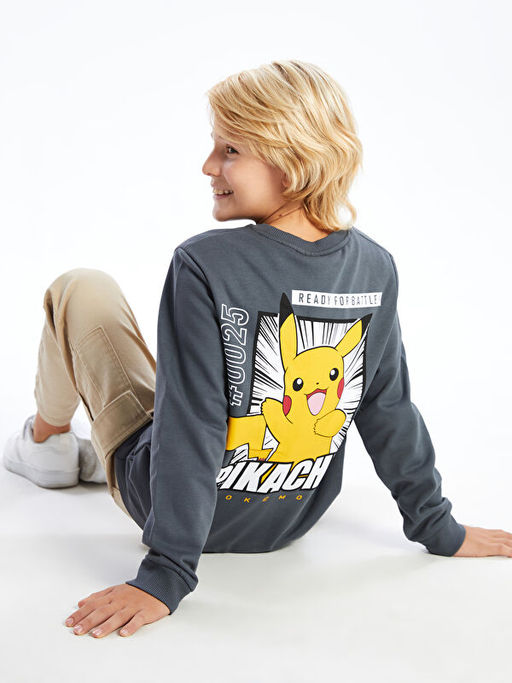 Bisiklet Yaka Pikachu Bask?l? Erkek ?ocuk Sweatshirt - Waikiki фото 4