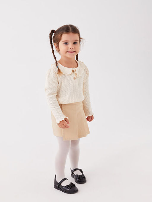 Bebe Yaka Uzun Kollu Kendinden Desenli K?z Bebek Ti??rt - Waikiki фото 2