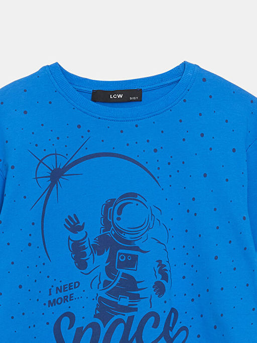 Bisiklet Yaka Bask?l? Erkek ?ocuk Sweatshirt