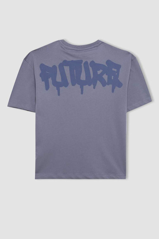 Футболка оверсайз с круглым вырезом и принтом для мальчиков с короткими рукавами - Defacto фото 10