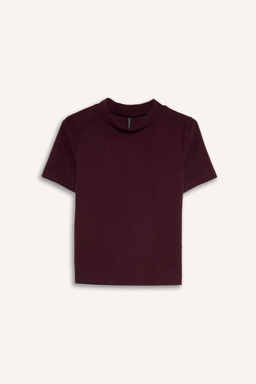 Slim Fit Slim Fit Полуводолазка Повседневная футболка с коротким рукавом - Defacto фото 7