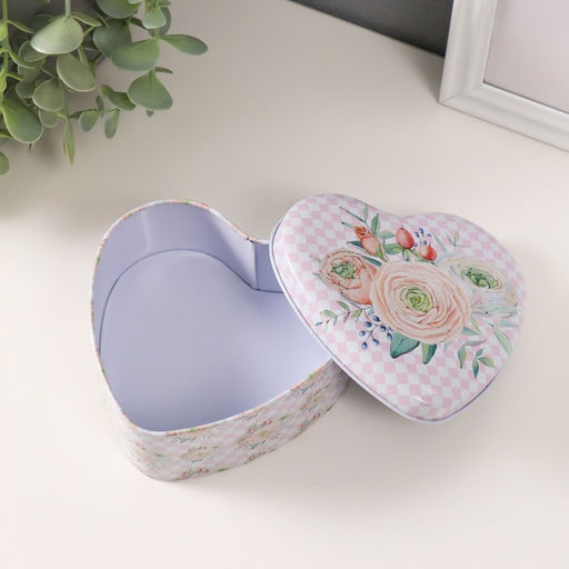 Набор шкатулок для хранения мелочей, украшений Сердце. Нежность цветов, 3 шт., металл, 10.5?12.6?5 см