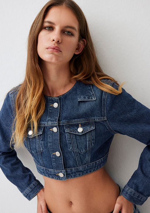 MT-07 Crop Indigo Jean Ceket
