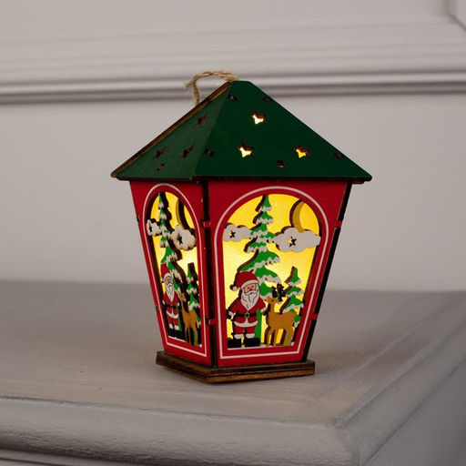 Ёлочная игрушка Фонарь с Дедом Морозом, 12х8х8 см, 1 LED, от батареек, свечение тёплое белое - Luazon lighting фото 3