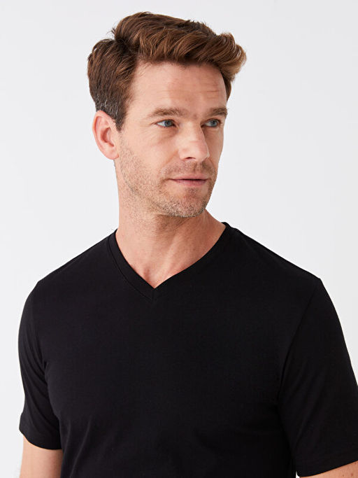 V Yaka K?sa Kollu Penye Erkek Ti??rt