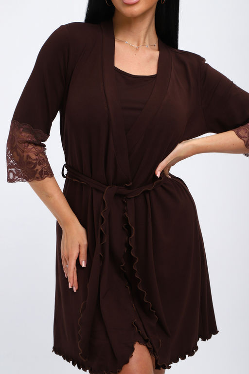 Халат женский из вискозы Адель Нуар шоколад - Амадэль фото 21