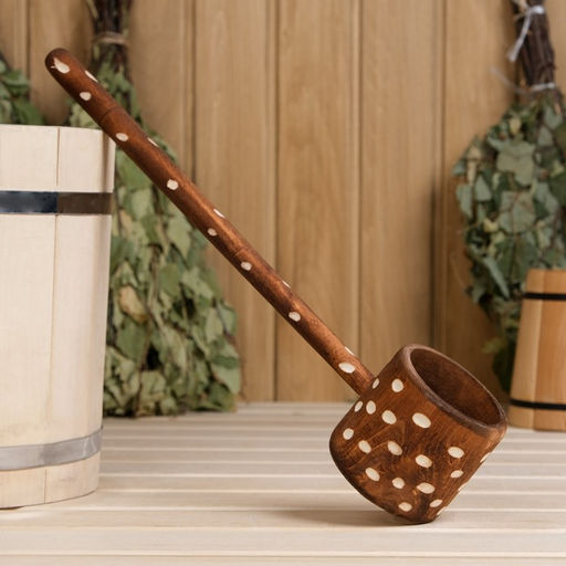 Ковш - черпак для бани и сауны, 300 мл, 44 см, деревянный, «Добропаровъ»