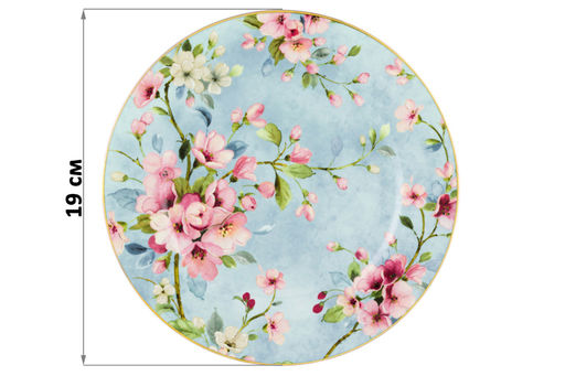 Набор тарелок для десертов 2 пр. 19*19*2 см Яблоневый цвет на голубом NEW BONE CHINA - Elan gallery фото 9