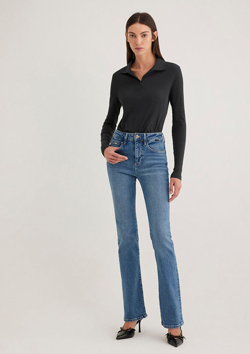 Maria Gold Premium Indigo Mavisi Jean Pantolon
