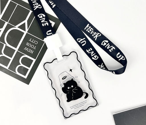 Футляр для карт на ленте ПО ПЛАНУ. "Сat under the bucket", transparent