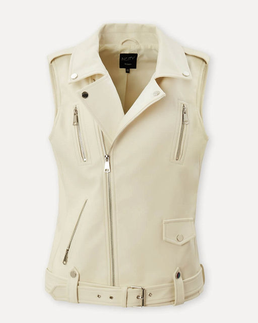 Жилет из экокожи молочного оттенка - Incity фото 5