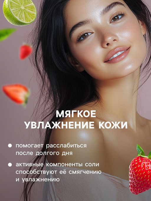 Цена за 2 шт. Соль для ванн с пеной So Happy клубника и лайм, 100 г