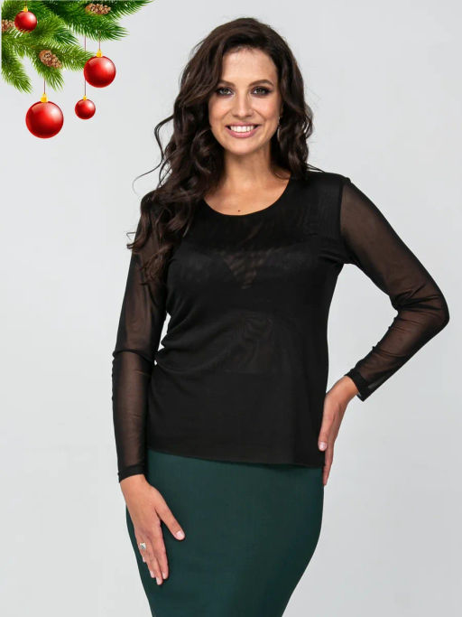 из трикотажного полотна -сетки двухслойный лонгслив джемпер - Prima linea фото 19