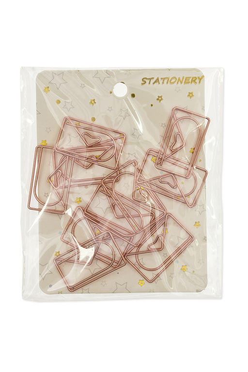 Скрепки декоративные "Конверт" 3*1,8 см (10 шт) SF-7837, розовое золото