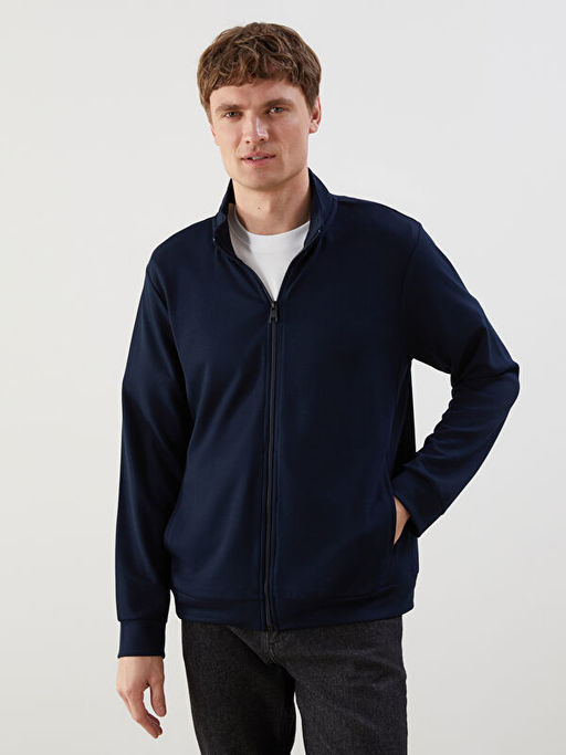 Dik Yaka Uzun Kollu Erkek Fermuarl? Sweatshirt