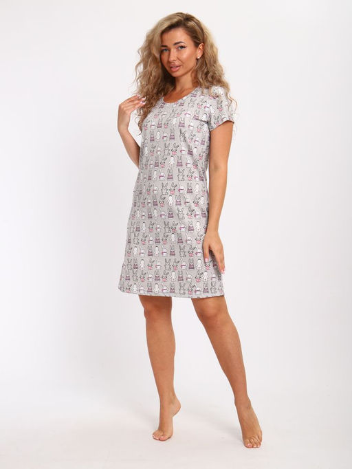 Сорочка ночная женская,мод. 450,трикотаж (46 размер, Зайчата)