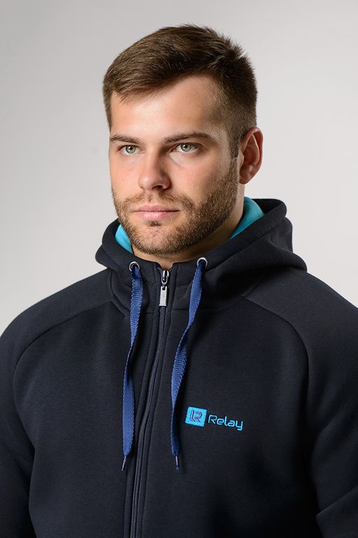 Толстовка М-1455: Футер 3-х ниточный Тёмно-синий / Бирюза - Relay фото 4