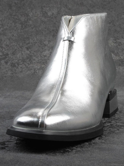01-B50B-96C GREY/SILVER Ботинки демисезонные женские (натуральная кожа, байка)