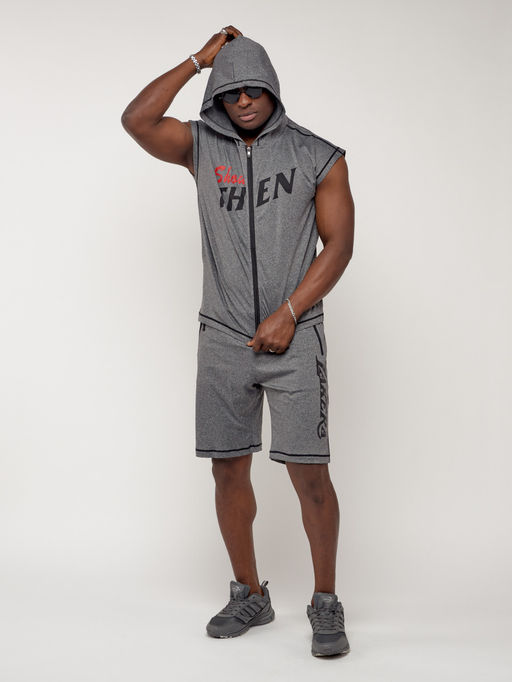 Спортивный костюм летний мужской серого цвета 2264Sr - FUYOUKAI фото 4