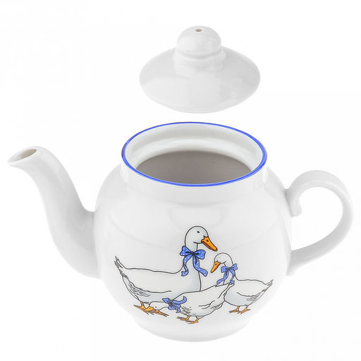 Чайник заварочный фарфоровый Гуси 0,35л, д9см, h9см, отводка краской, форма Янтарь (Россия) - Домашняя мода фото 4