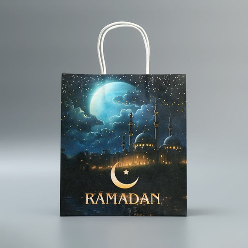 Цена за 2 шт. Пакет подарочный крафтовый Рамадан, 22 х 25 х 12 см - Доступные радости фото 3