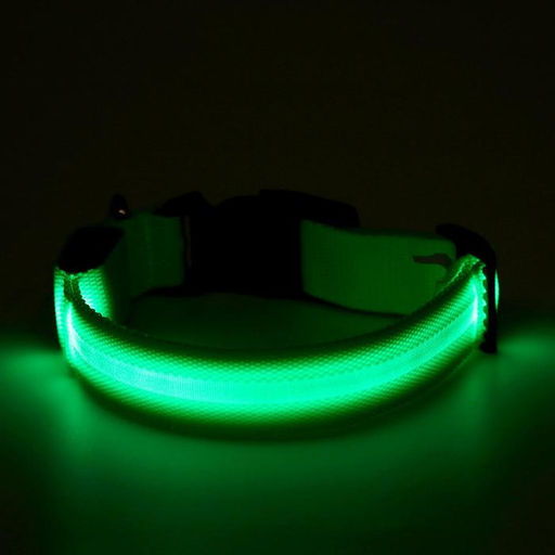 Ошейник с подсветкой размер S, ОШ 35-43 х 2,5 см, 3 режима свечения зелёный - Пижон фото 5