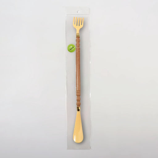 Массажёр - чесалка, универсальный, с ложкой, деревянный, 47×4×3 см, жёлтый