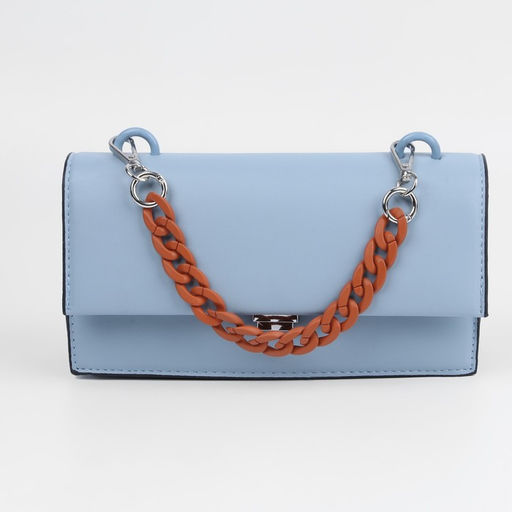 Цена за 2 шт. Цепочка для сумки, с карабинами, пластиковая, 23 17 мм, 30 см, цвет террактовый/серебряный - Арт узор фото 4